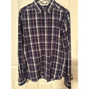 Gant Tech Prep Chambray Button Down Shirt Men's M Multicolor Plaid Long Sleeve